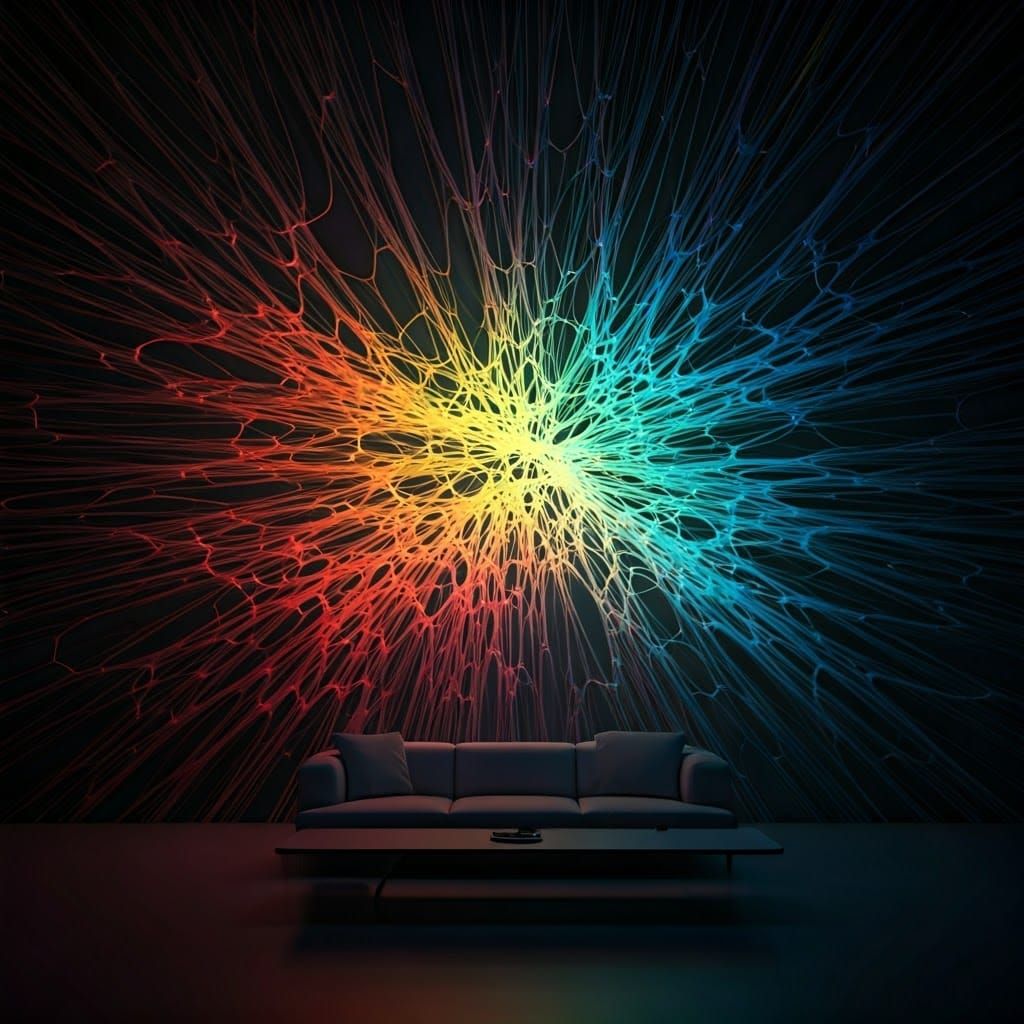 Futuristic Rainbow Spiderweb Lamp with OLED Tech