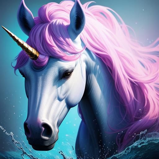Hyperrealistic Unicorn Portrait in Splash Art Style