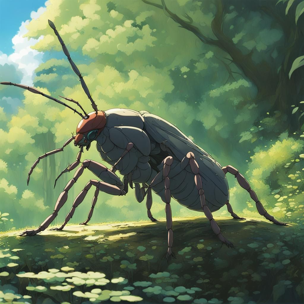 Giant Bugs in Anime Key Visual Style
