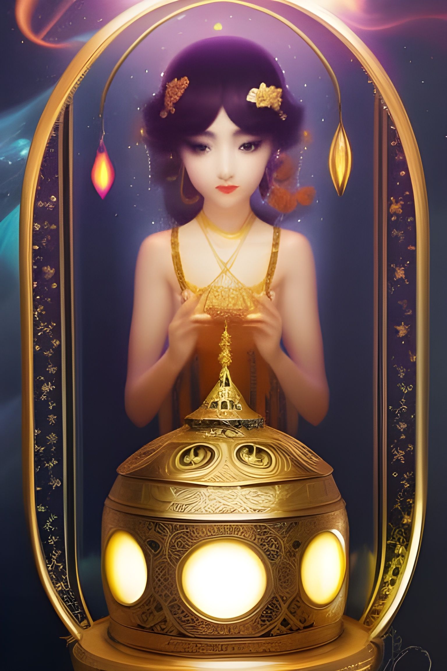 Kawaii Chibi Djinn in Art Nouveau Box