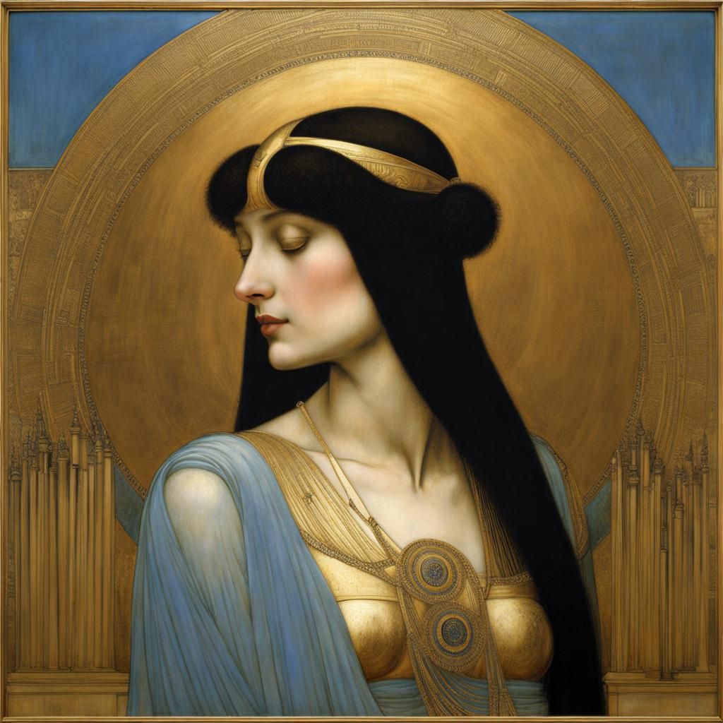 Symbolic Sphinx Inspired by Fernand Khnopff