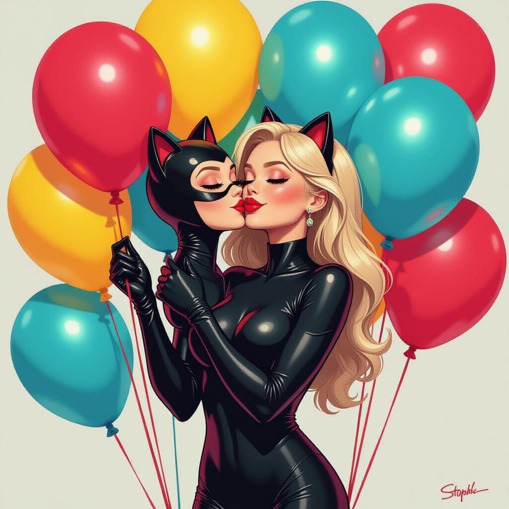 Black Cat Felicia Hardy Kisses Birthday Balloons