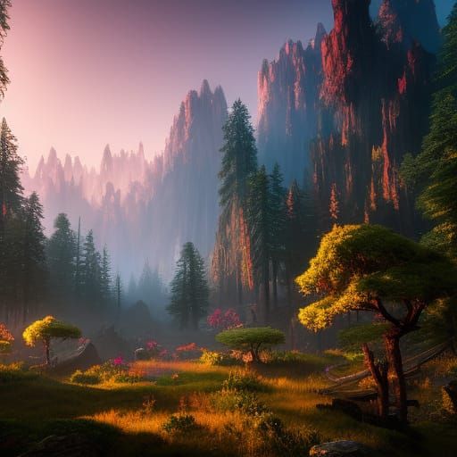 Detailed Fantasy Forest Matte Painting in Unreal Engine