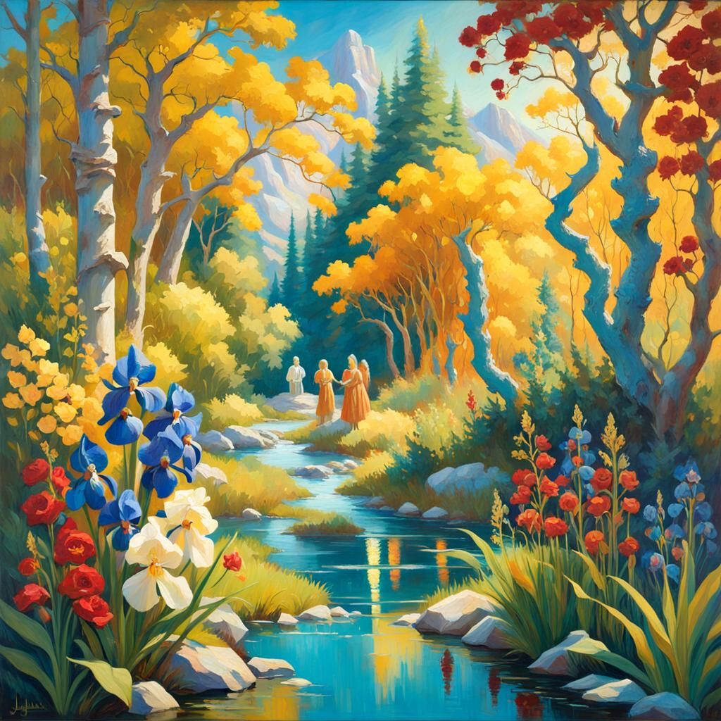 Enchanted Flower Meadow Oil Painting