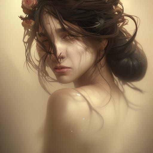 Ethereal Ghost Bride Portrait in Digital Art Style
