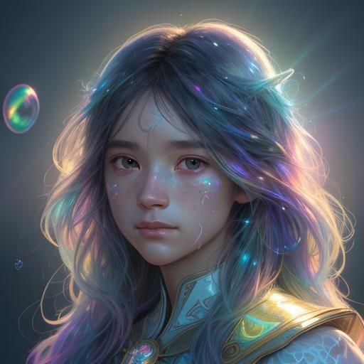 Bioluminescent Rainbow Portrait in Divine Light