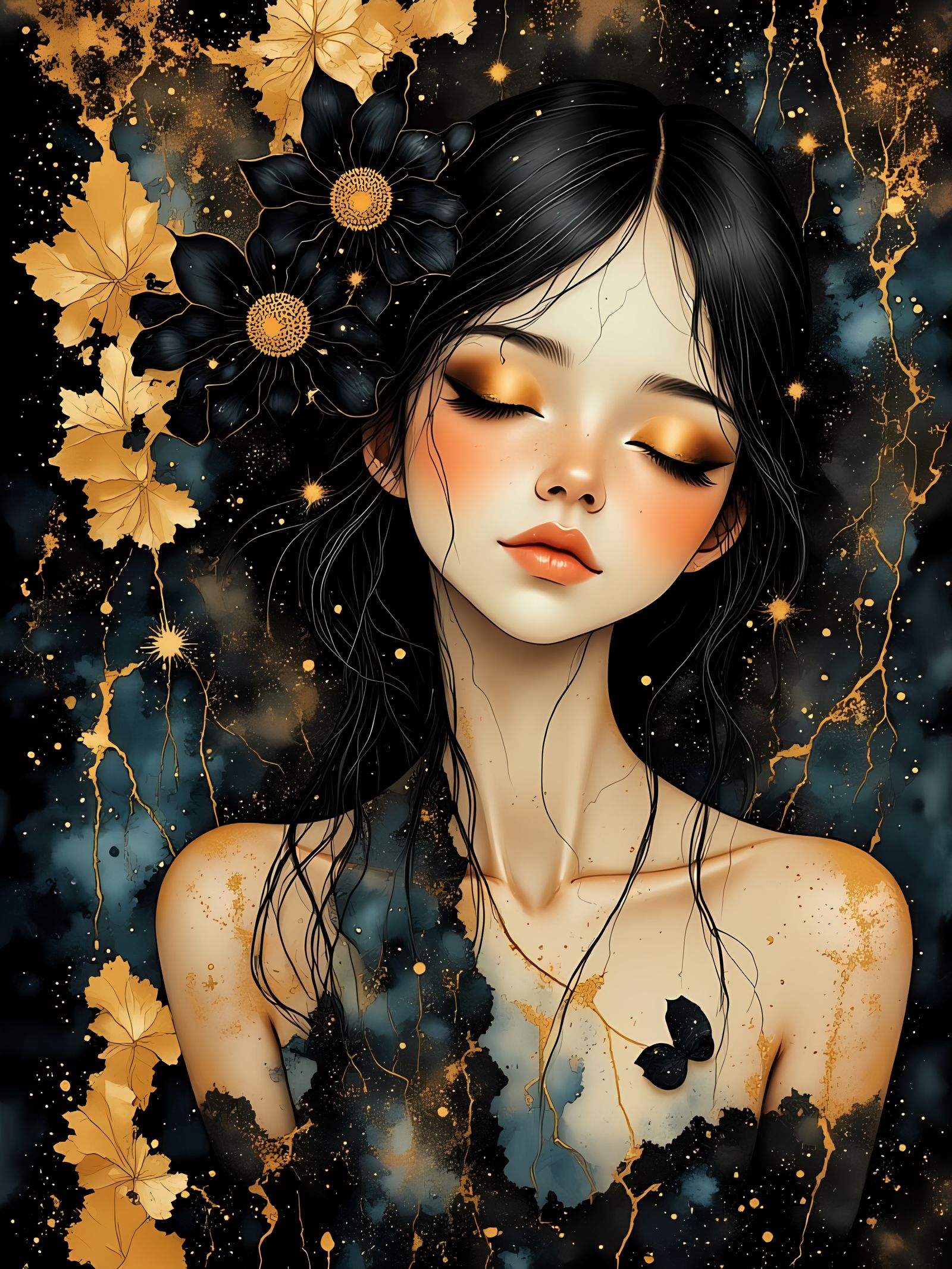Ethereal Magical Female Figure in Vibrant, Intricate Style