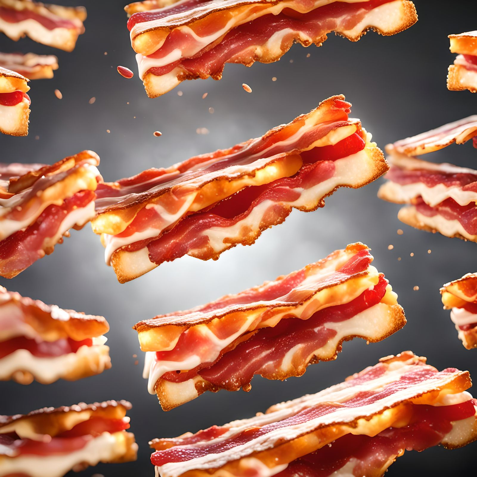 Crispy Bacon Slices in Hyperrealistic 3D