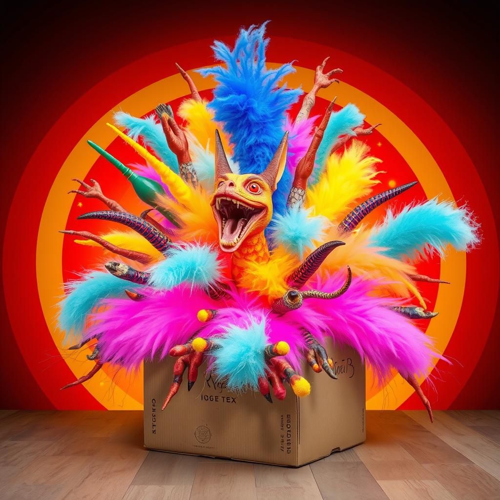 Vibrant Pop Explosion From Taxidermy Box