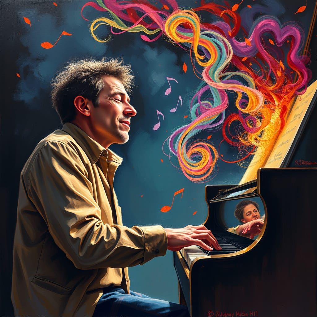 Soulful Piano Concerto in a Romantic Oil Painting