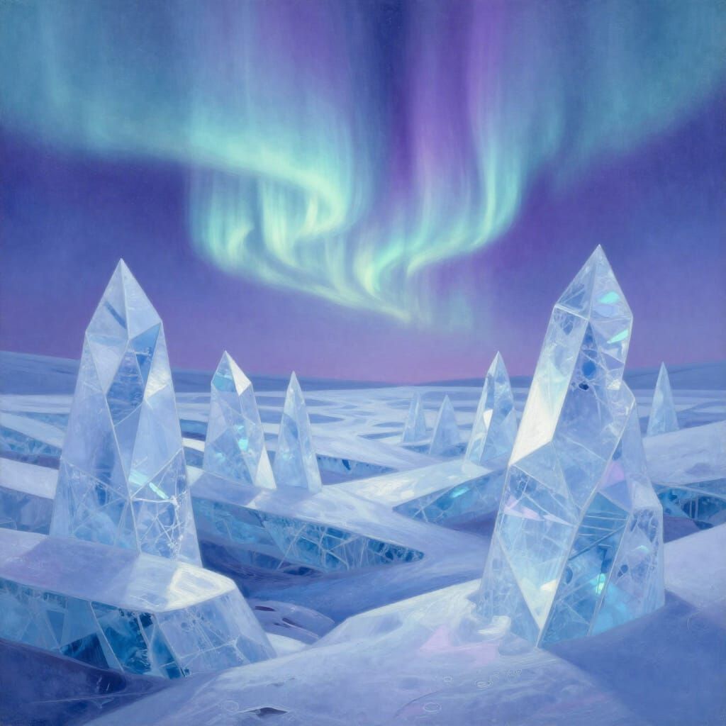 Infinite Crystalline Structure Under Aurora Borealis
