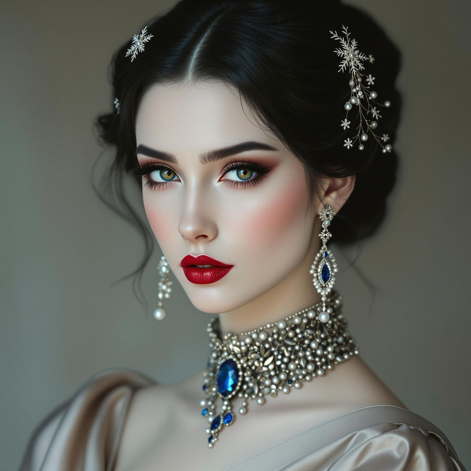 Elegant Woman in Regal Attire with Delicate Details