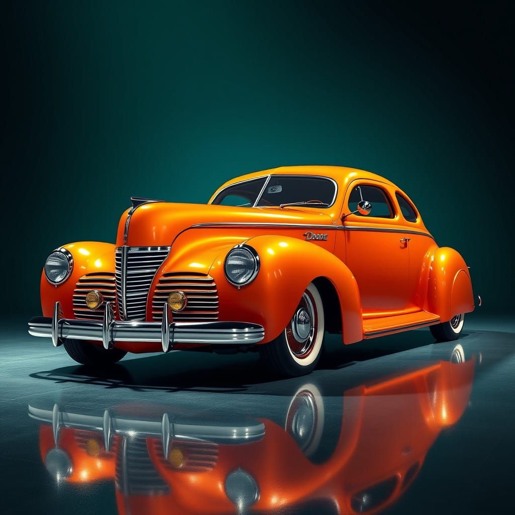 Vintage 1940 Orange Dodge Luxury Liner 2-Door Sports Car in....