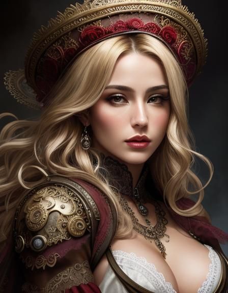 Steampunk Battle Mage in Alcohol Ink Style