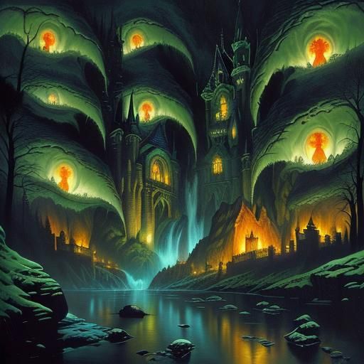 Dracula's Castle: A Horror Illustration in Oil