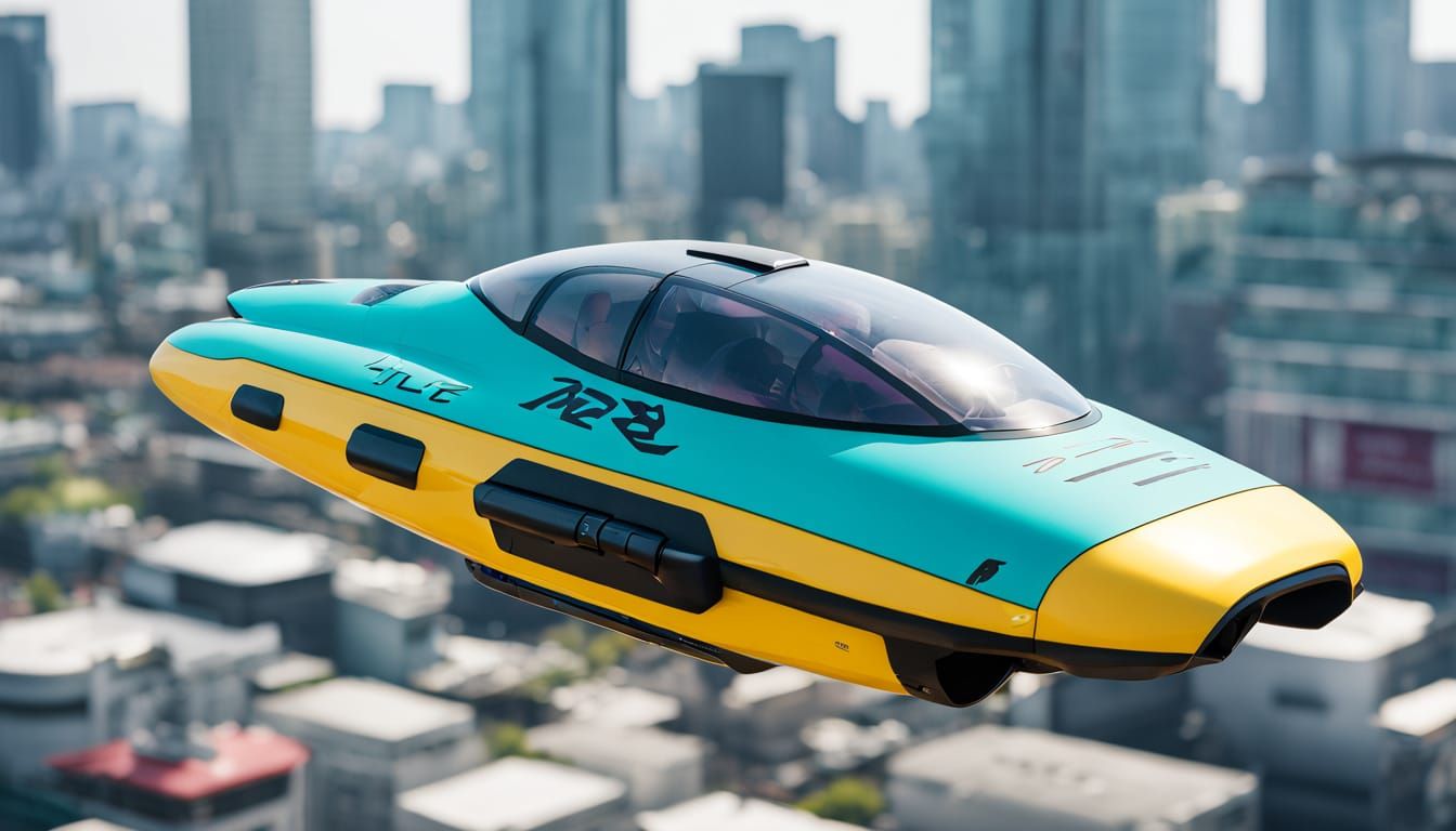 Cyberpunk Future Hover-Speeder in Flight