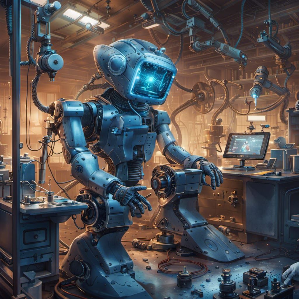 Activating the Robot: A Lab Scene in Detailed Matte Painting