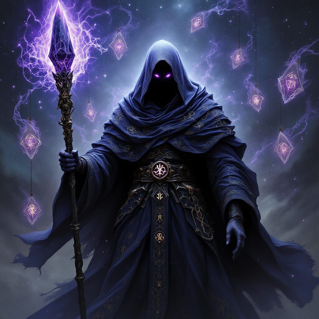 Ethereal Mystic Channels Cosmic Energy in Void-Touched Cleri...