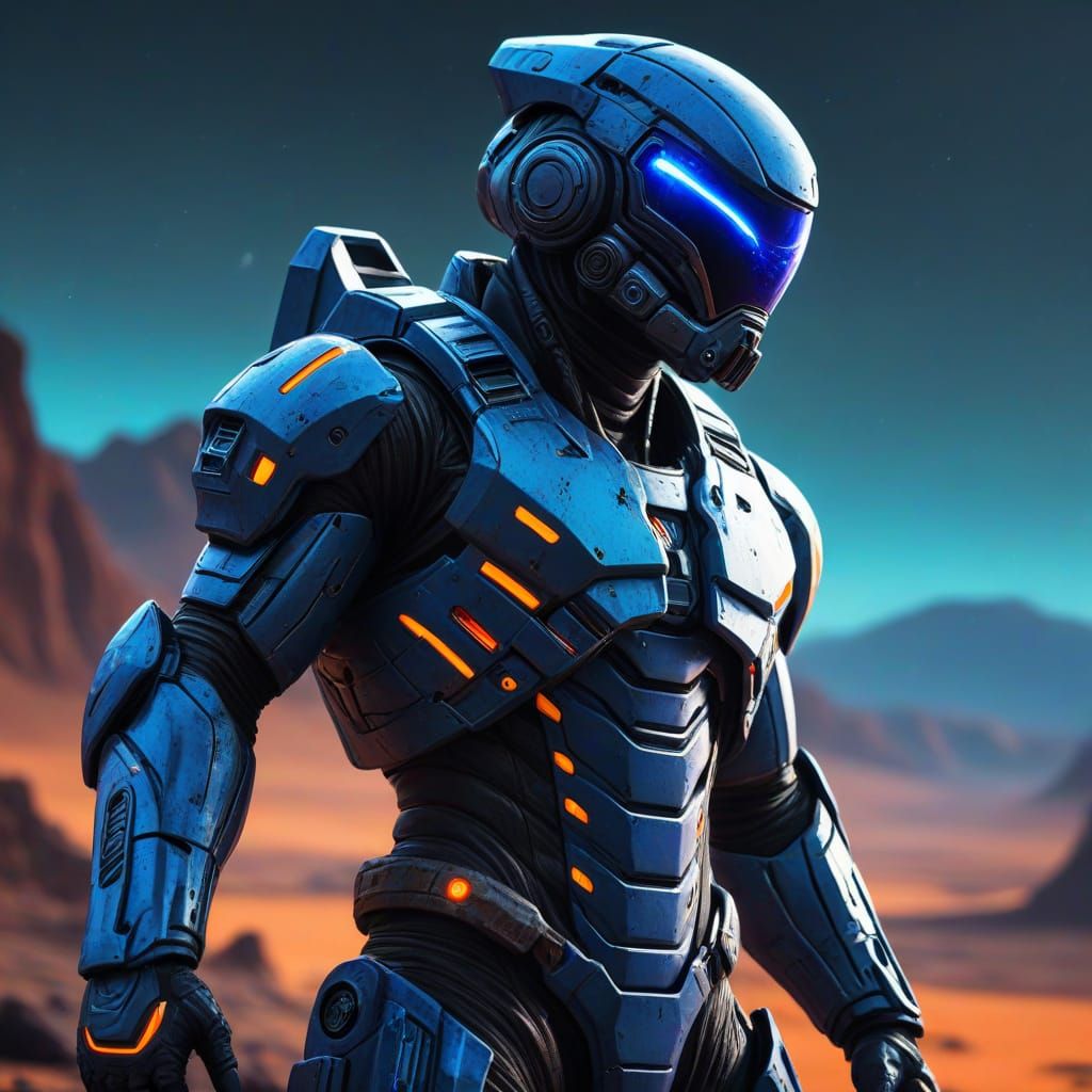 Sci-Fi Spacesuit Character on Alien Planet in Digital Art