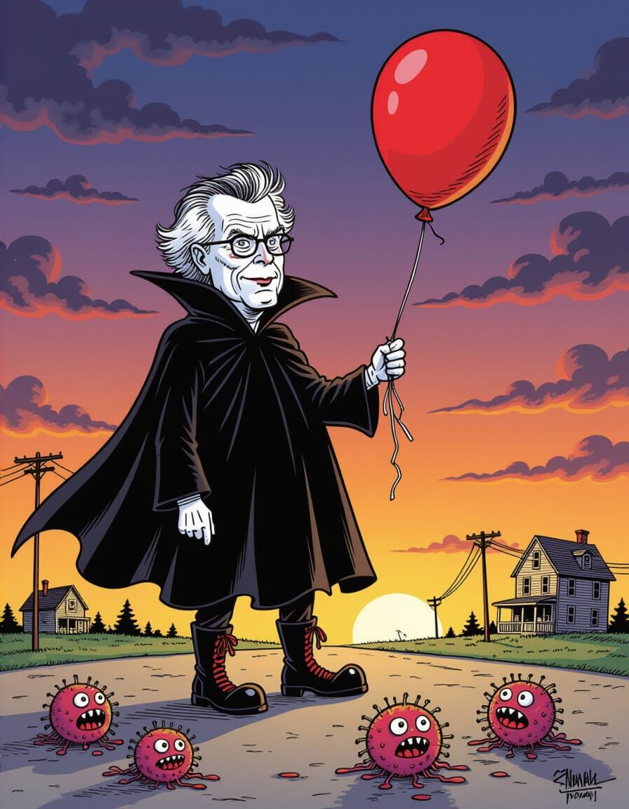 Stephen King Caricature with Eldritch Beings