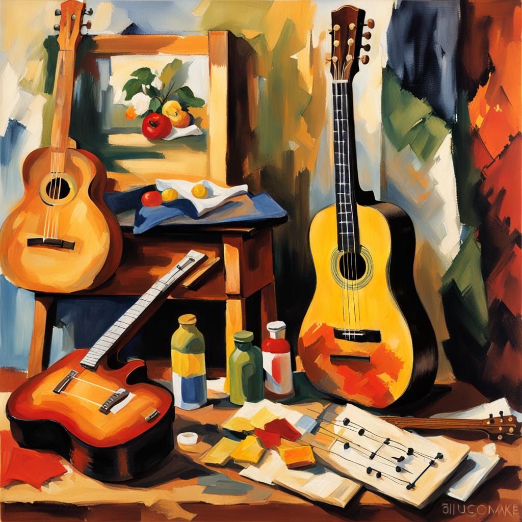 Guitar in Diorama, August Macke Style