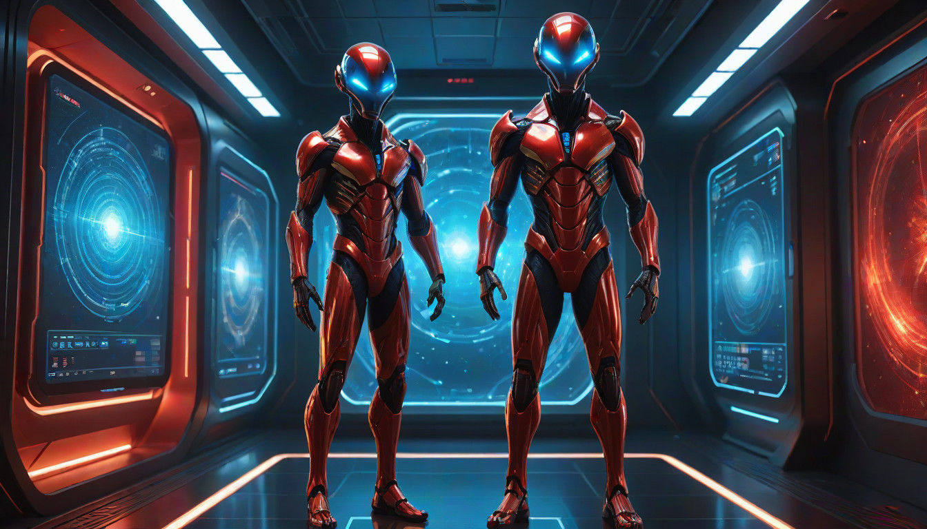 Elegant Alien Researcher in a Futuristic Lab