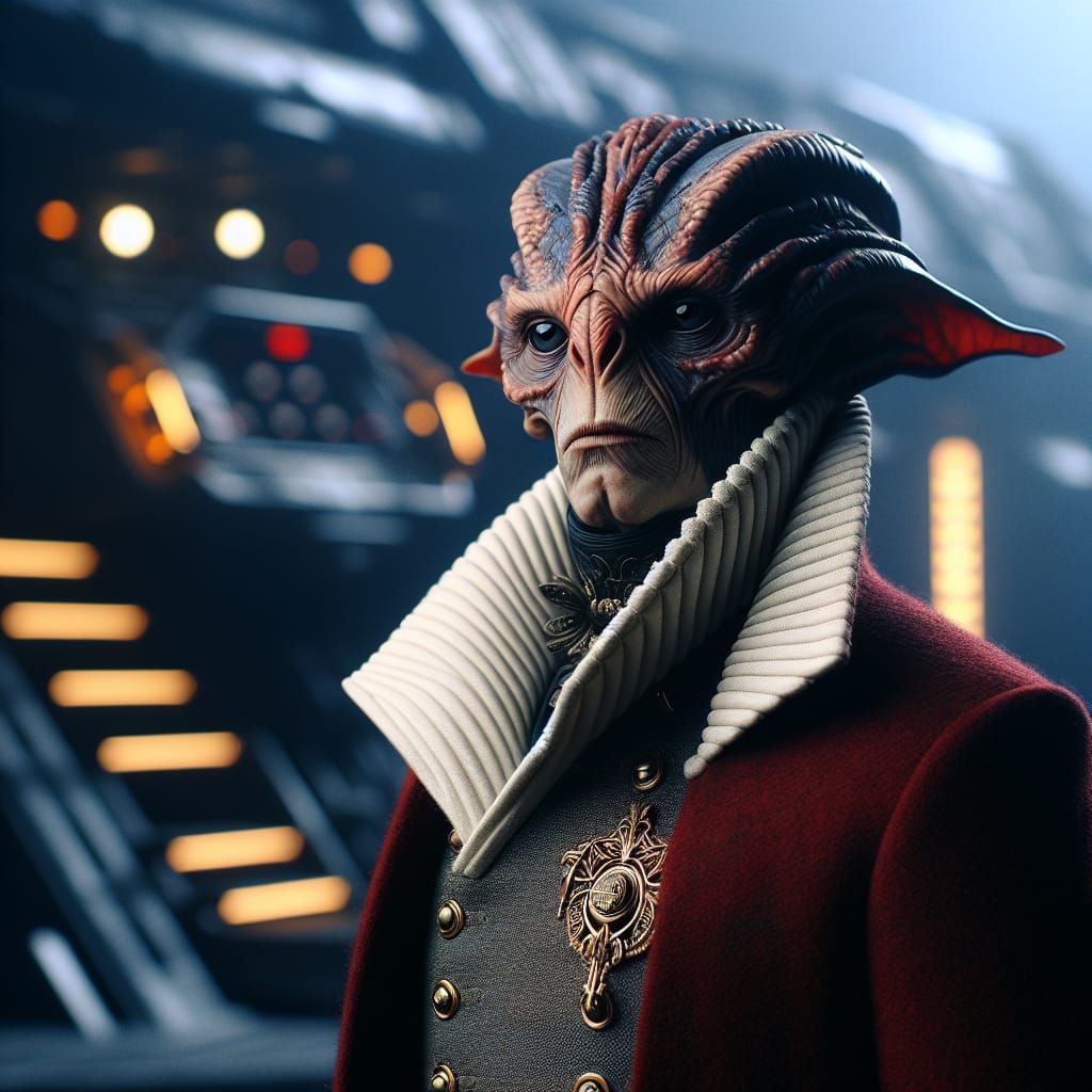 Alien Naval Officer on Spaceship Deck