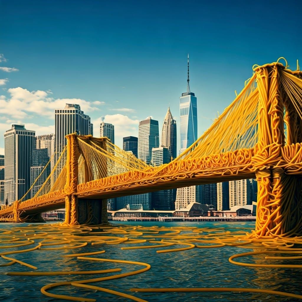 Pasta Bridge in a Cityscape