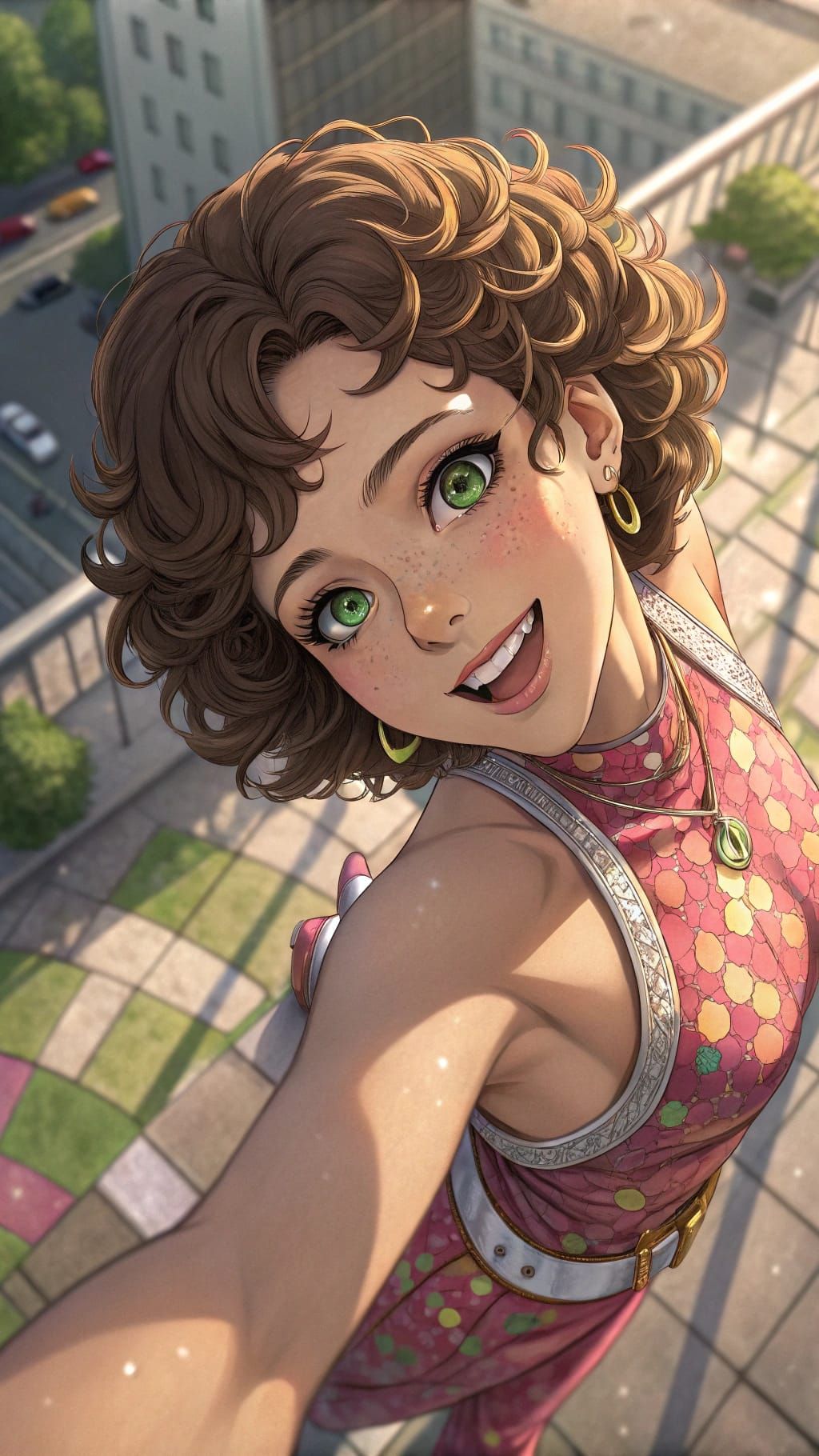Disco Diva in Hyperealistic Anime Style with Exaggerated Per...