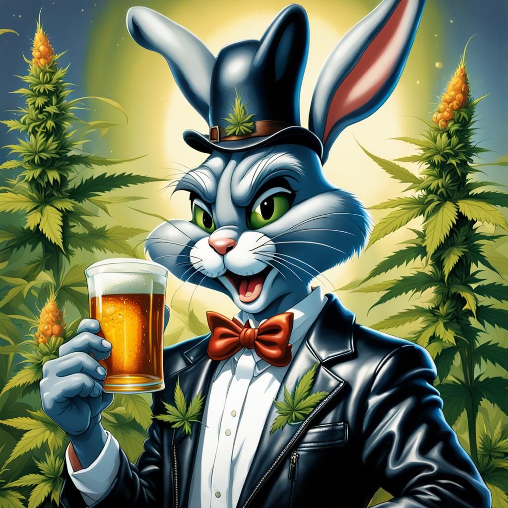 Bugs Bunny in a Marijuana Patch, Hyperdetailed Art