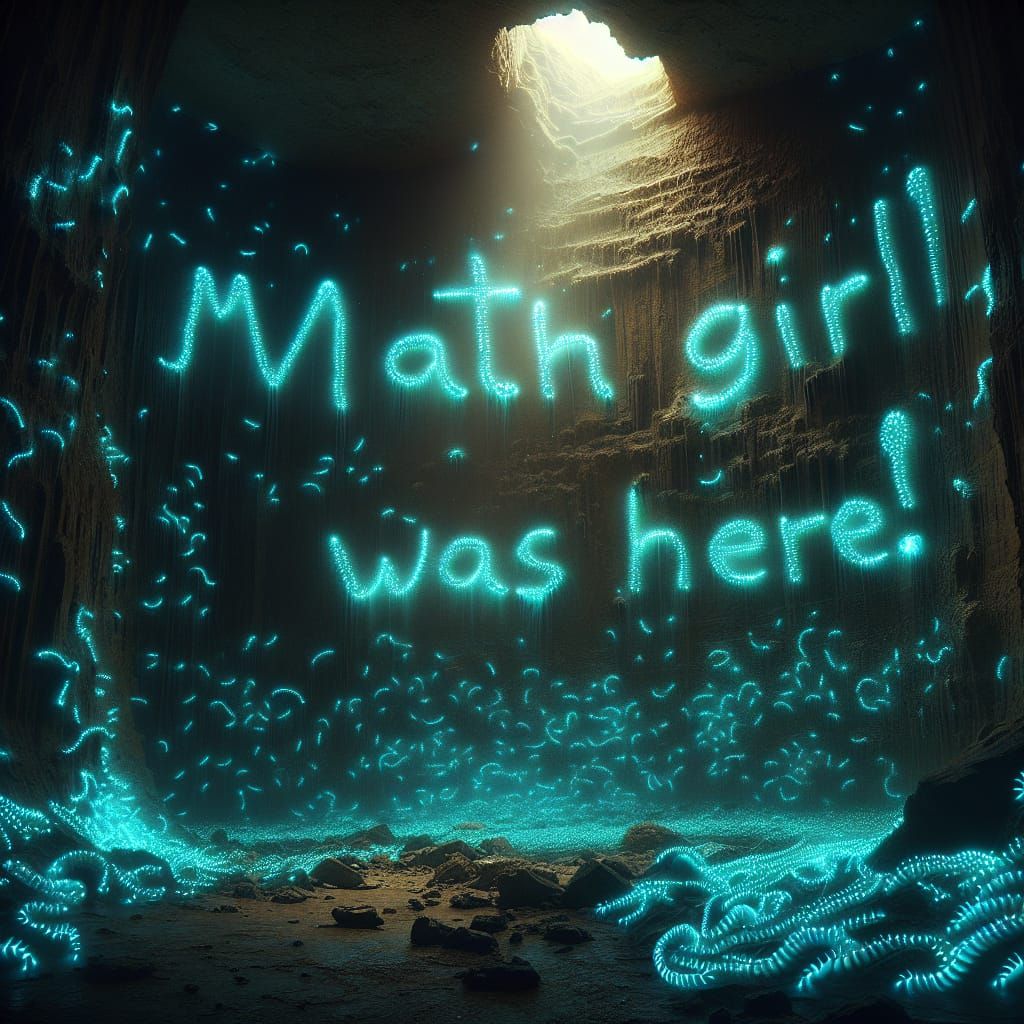 Bioluminescent Worms Spell Message on Cavern Wall