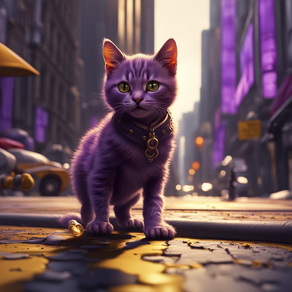 Dark Fantasy City Scene: Kitten Kicked Aside