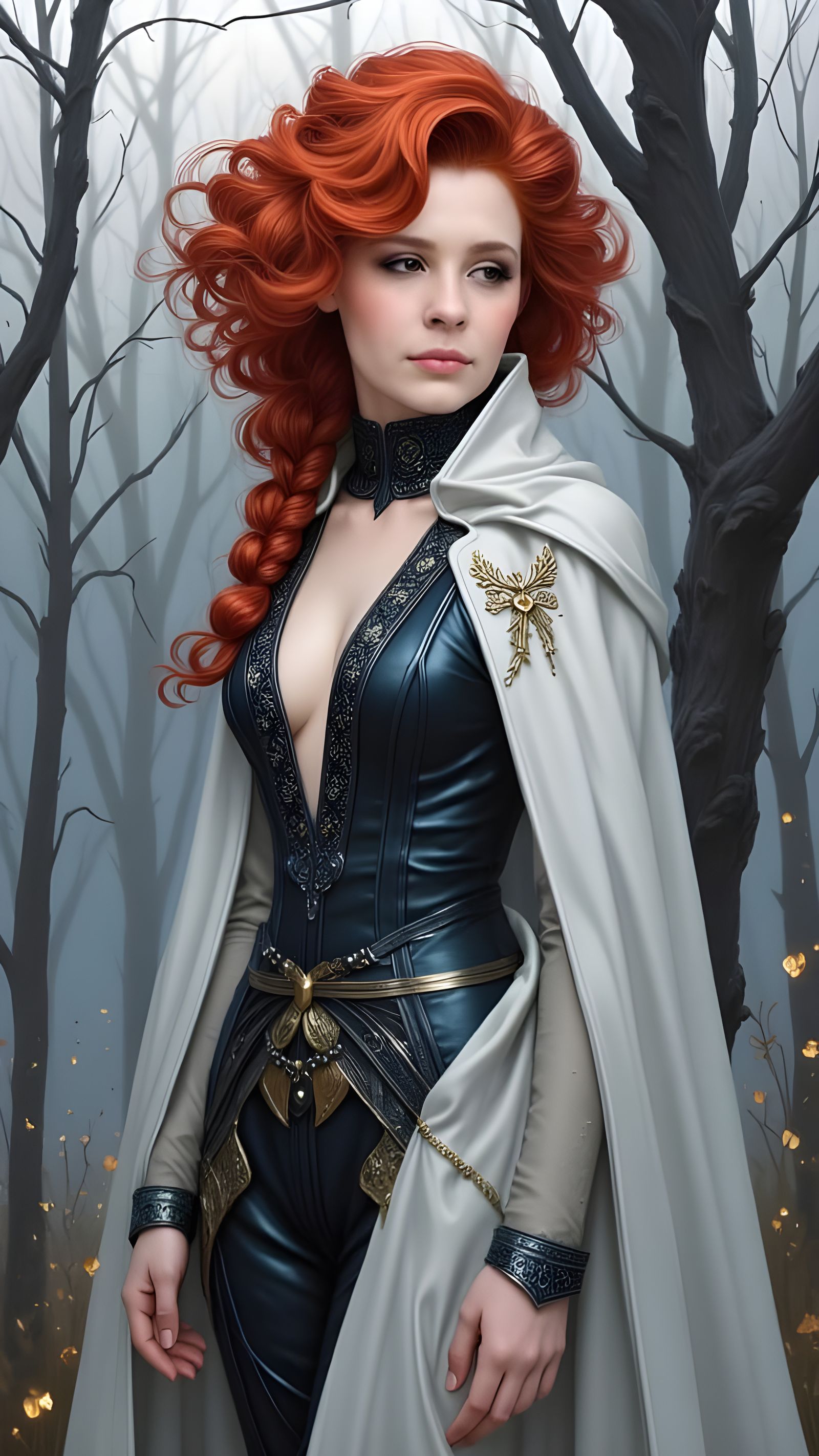 Gorgeous Curly Red-Headed Cowgirl in Lavender Hues