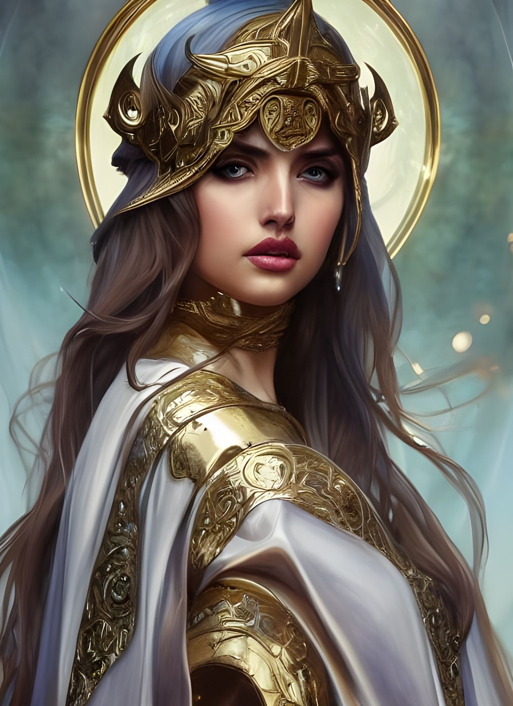Elegant Priestess Portrait in Art Nouveau Style
