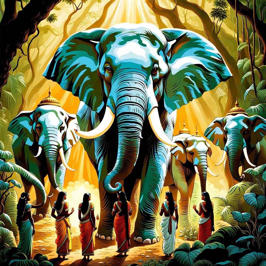 Indian Priestesses and the White Elephant: Digital Art
