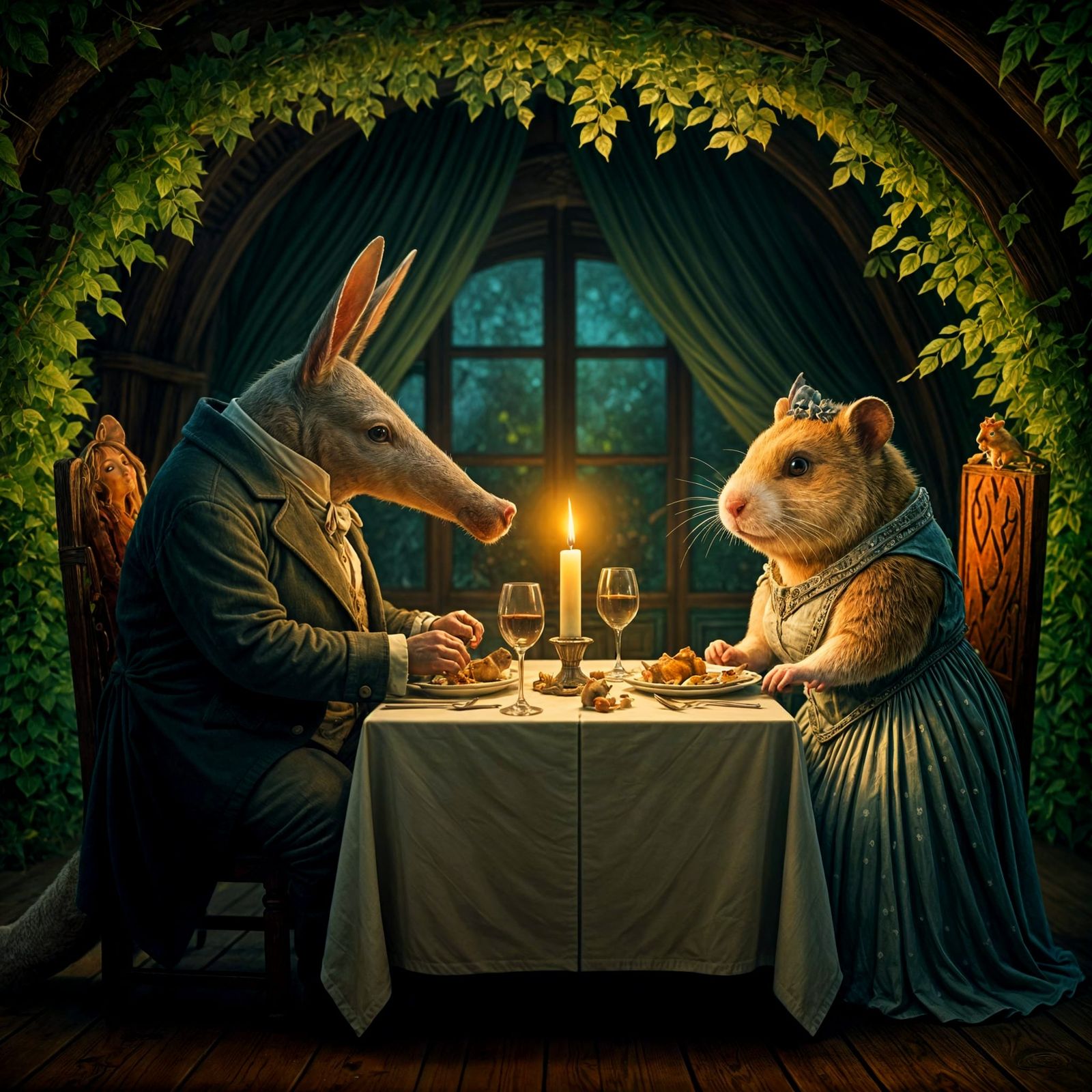 Enchanted Dinner for Two in Whimsical Art