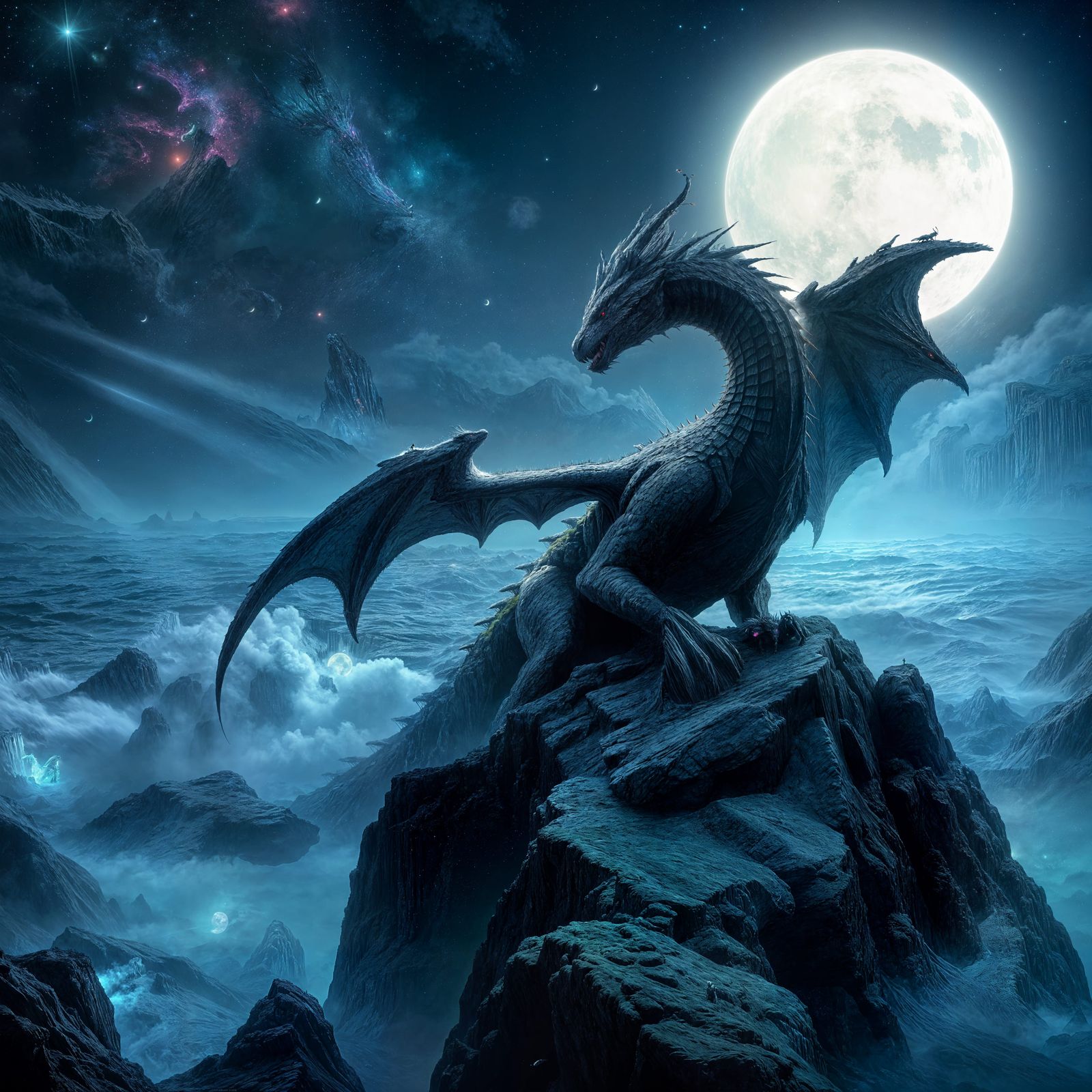 Bioluminescent Dragon Fantasy Concept Art in 8K