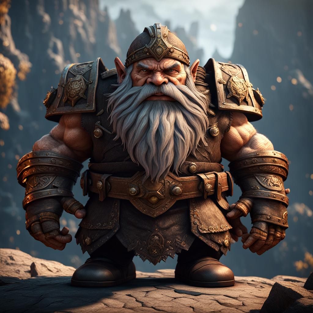 Detailed 3D Dwarf in Game Cinematic Style