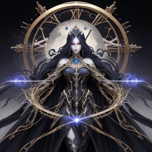 Majestic Time Queen Construct with Celestial Clock