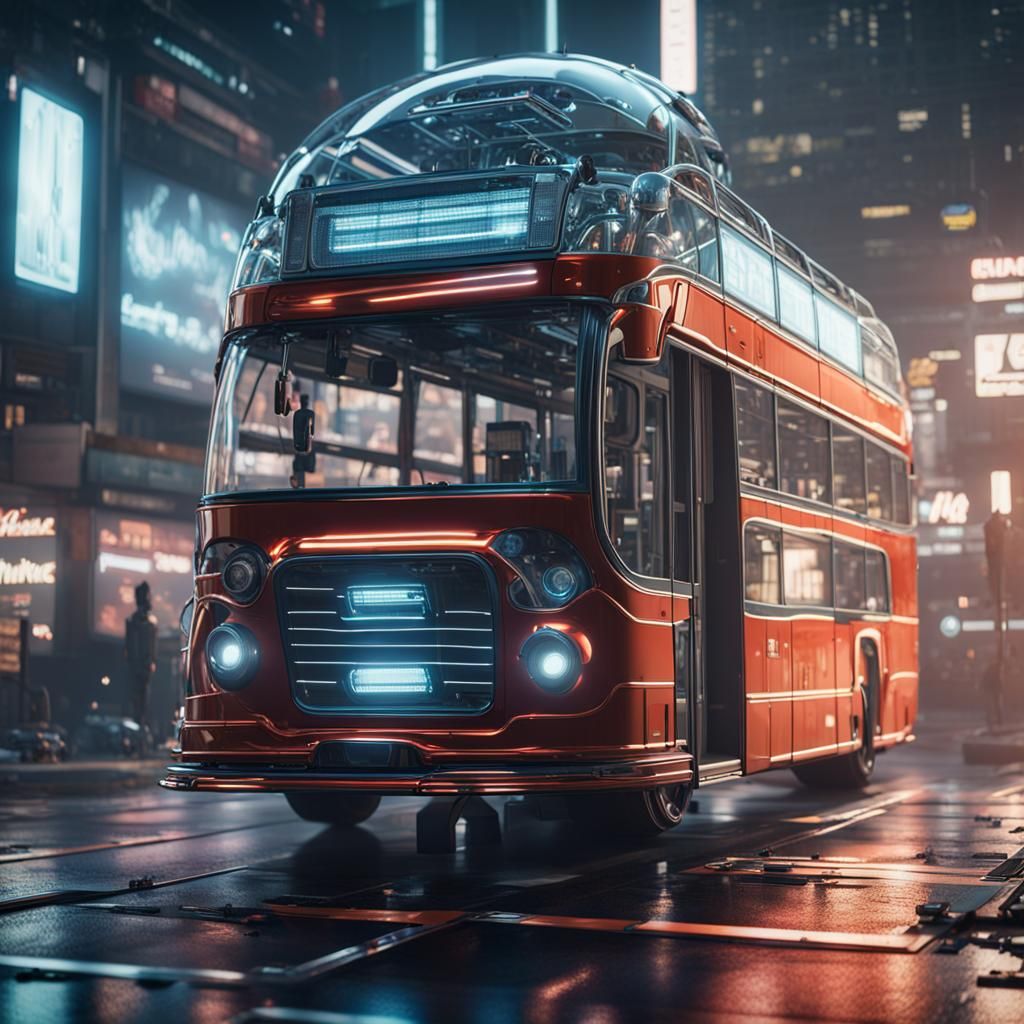 Futuristic Double-Decker Bus Jump in a Jar