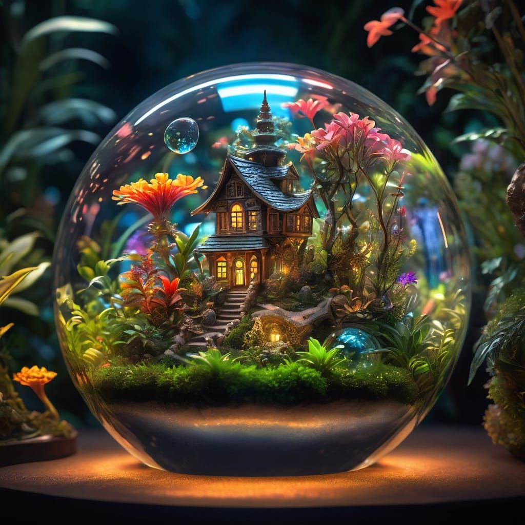 Whimsical Terrarium Wonderland in Hyper-Realistic Digital Ar...