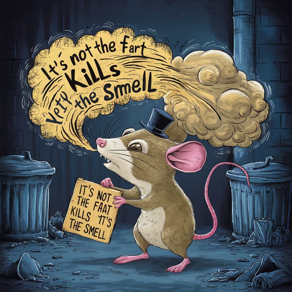 Humorous Rodent Illustration: The Fart's Smell