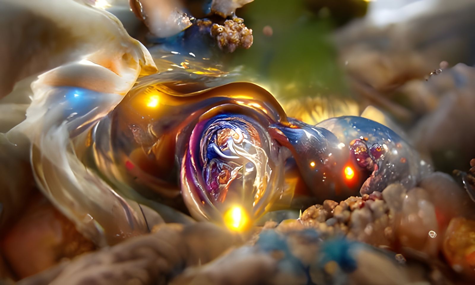 Colliding Galaxies in Cosmic Mixed Media Illustration