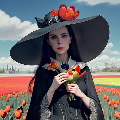 ("Red Tulip Fields":1.3) by Seb Mckinnon, Beeple, and Leonora Carrington. Aesthetic Expression, High resolution, digital...