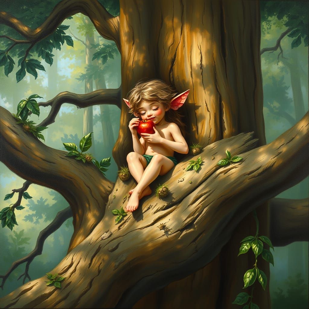 Charming Wood Sprite Dryad in a Redwood Glade