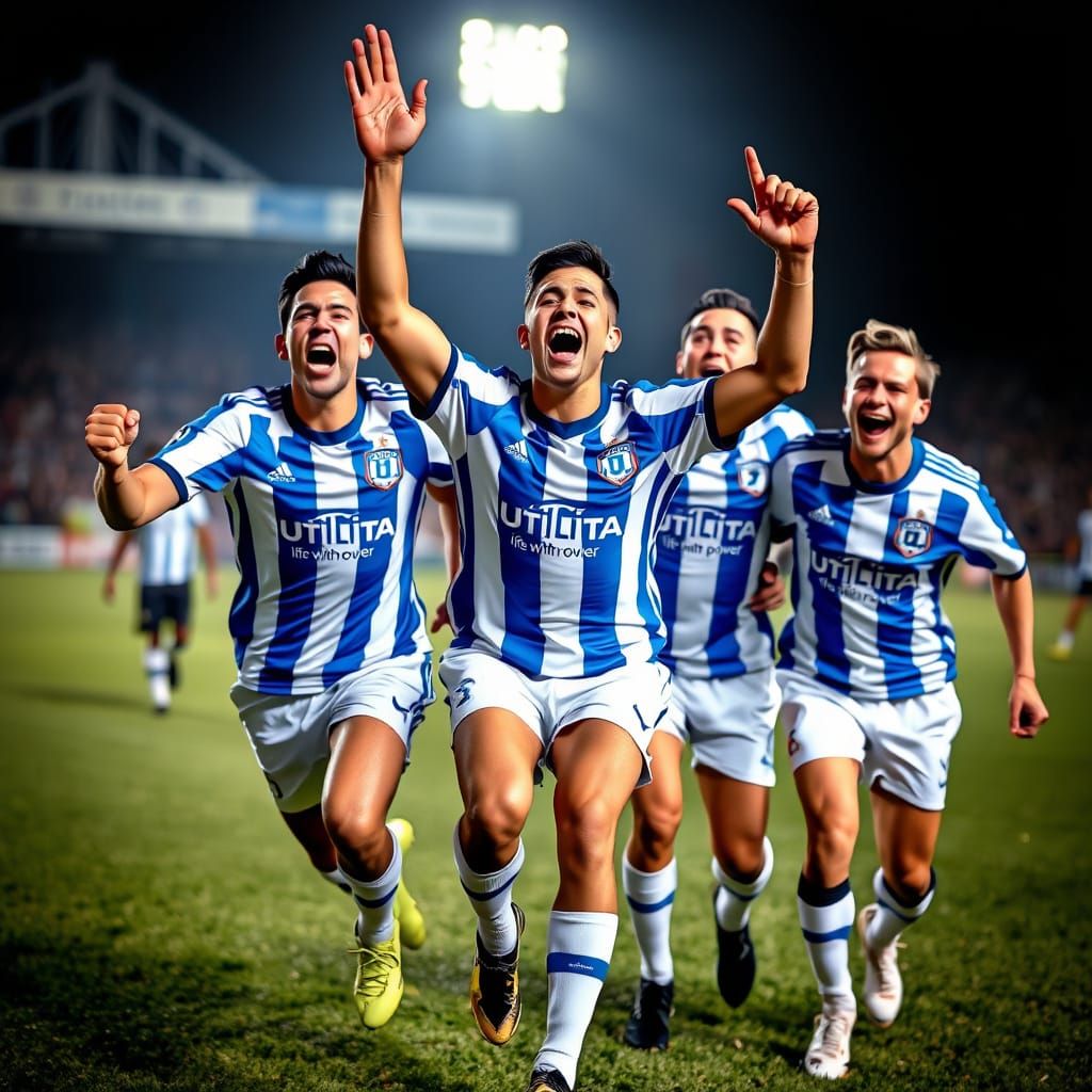 Huddersfield Town players celebrating a goal