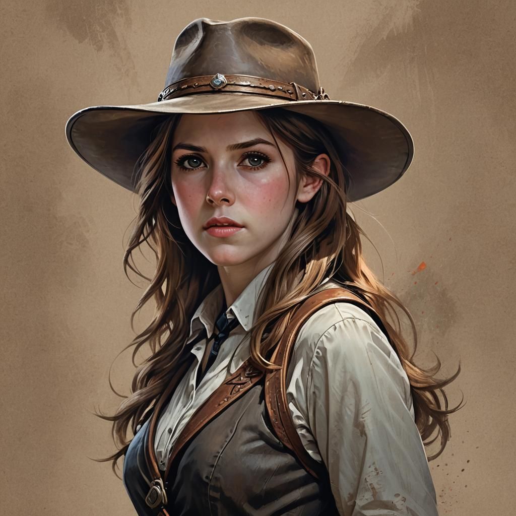 Anna Kendrick as Gunslinger in Old West Portrait