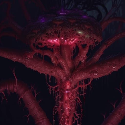 Biopunk Hearts Infested with Glowing Fungal Horror