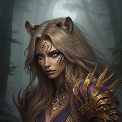 Mystical Weretiger Transformation in Fantasy Art