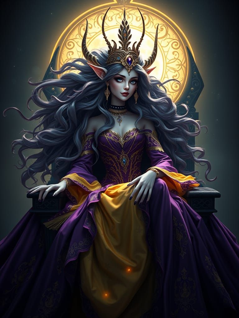 Dark Fantasy Elf Queen Barbie in Lavish Purple Gown